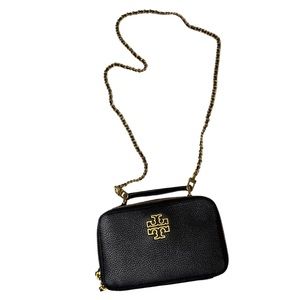 Tory Burch Britten Pebbled Leather Small Top Handle Crossbody Bag